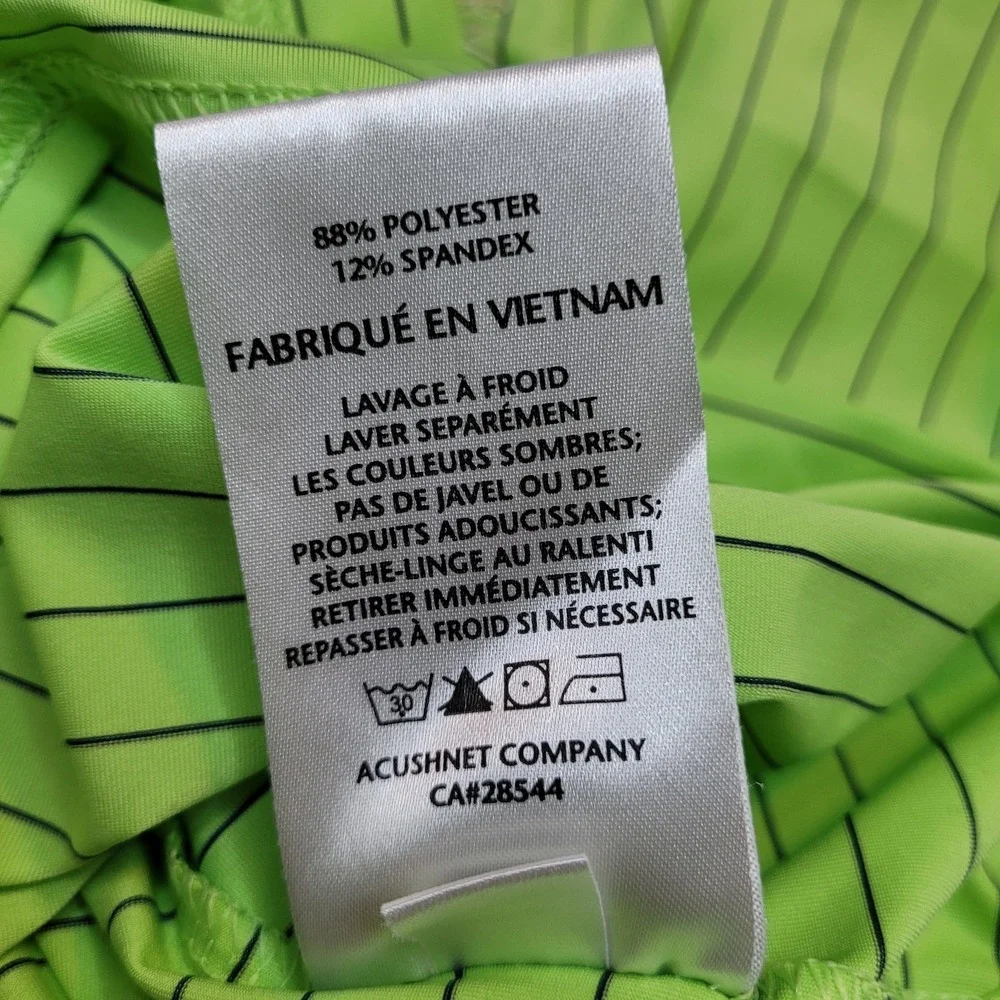 Footjoy Golf Polo Shirt Mens L Lime Green Blue Pin Stripe Performance‎ (Read)